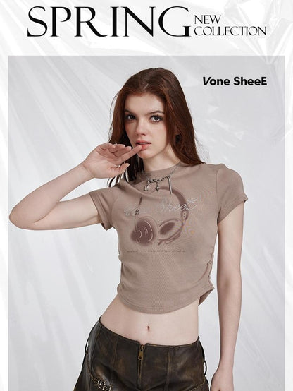 Vone SheeE Vintage Brown Print Slim Fit Women&