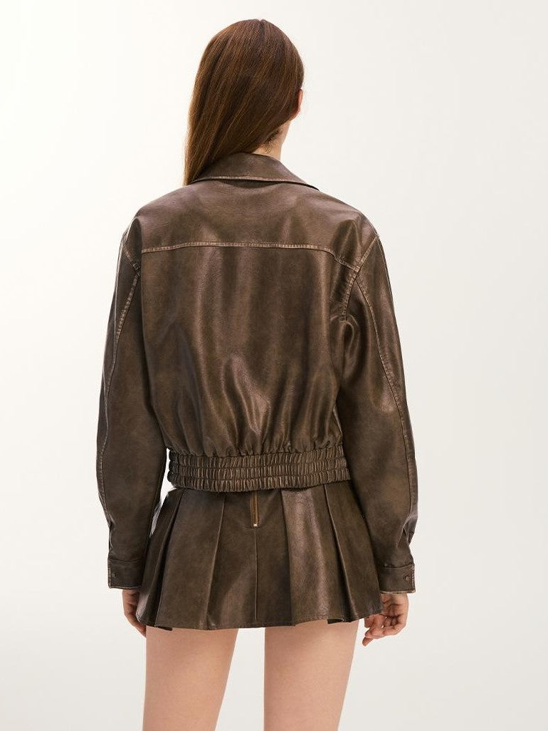Vone SheeE Vintage Distressed Pleated A Line Women&
