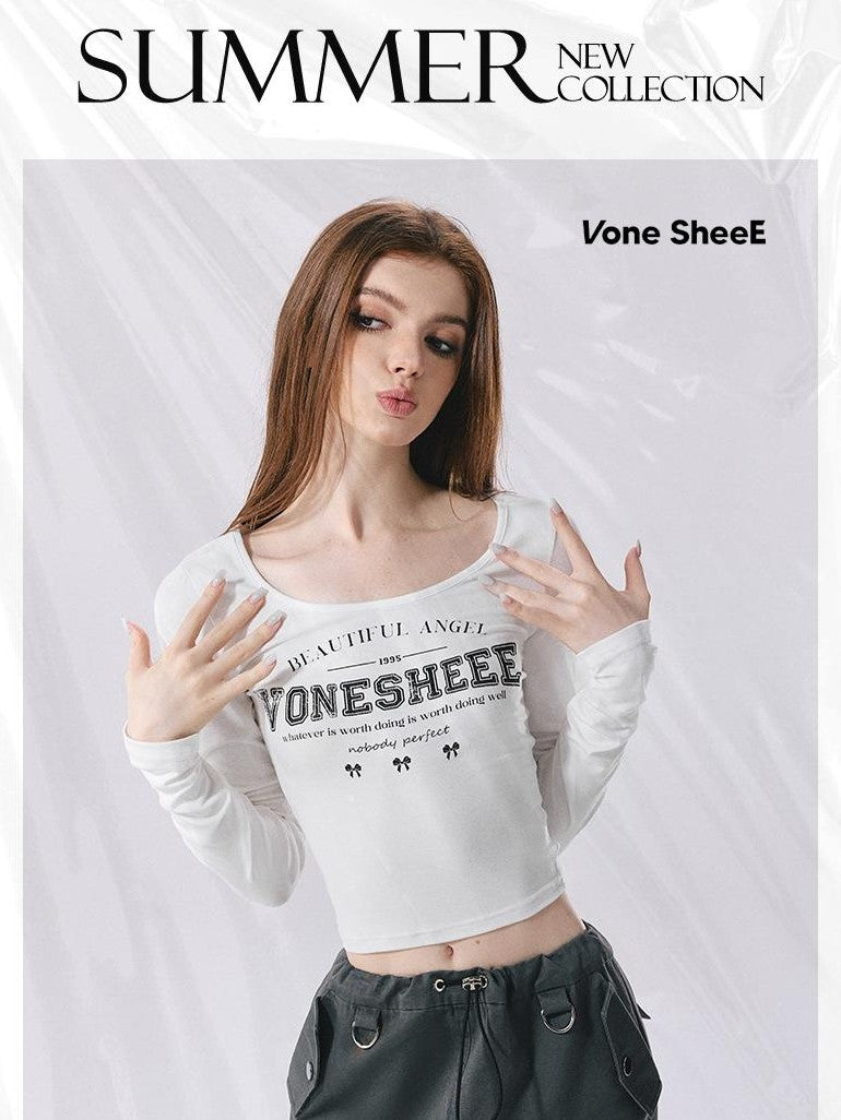 Vone SheeE Vintage Graphic Large Neck Print Women&