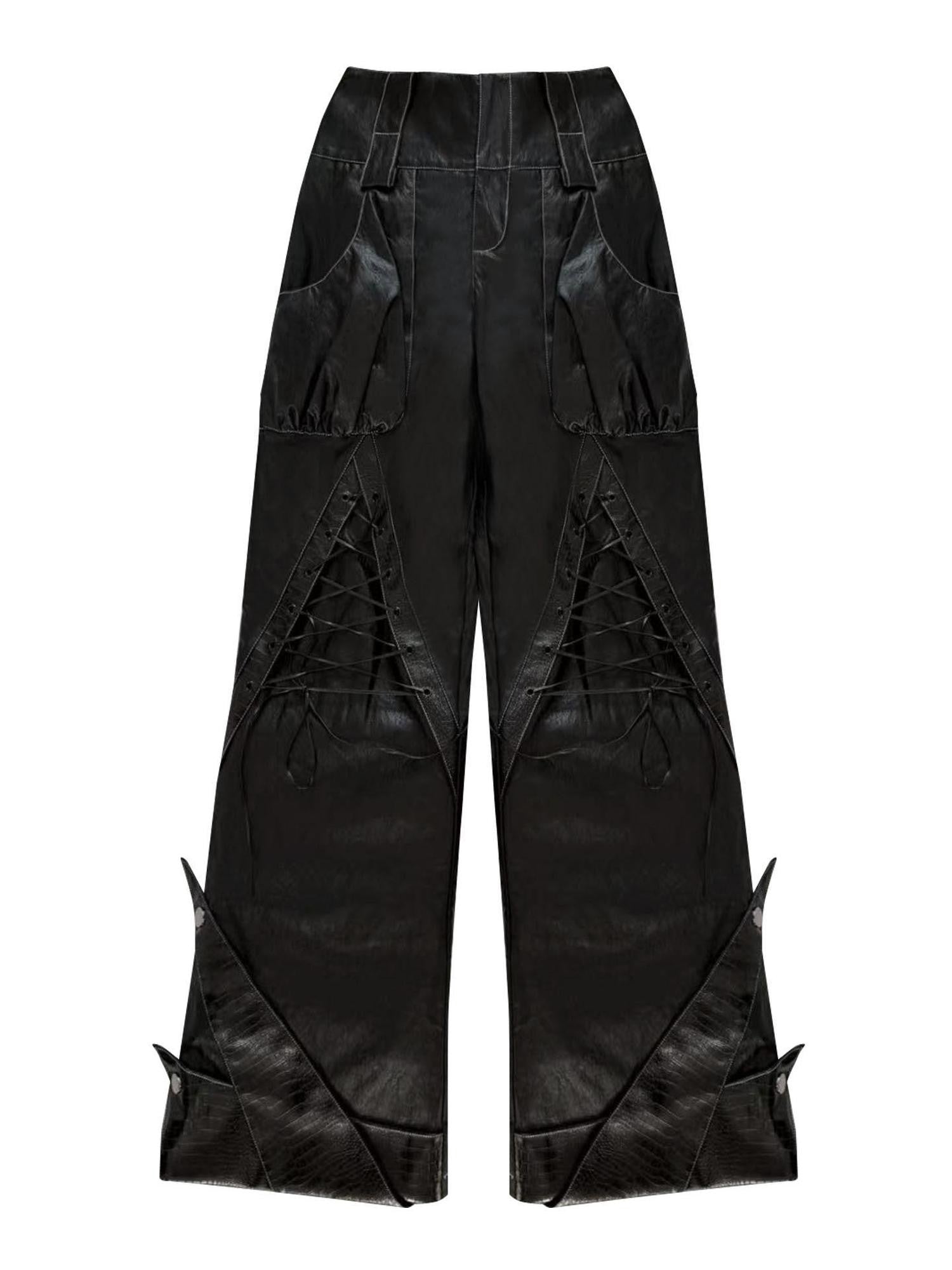 WSW WUSHENWU Black Strappy Double Waistband Structured High Street Women&