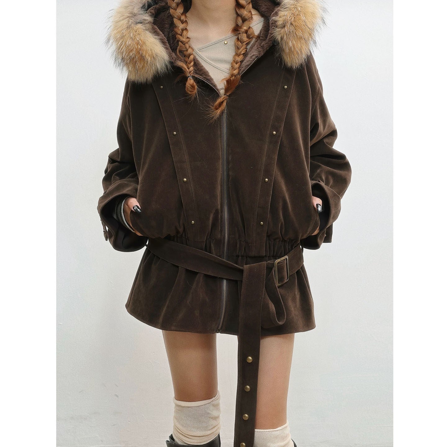 WSW_WUSHENWU_Coffee_French_Vintage_Hooded_Zip_Loose_Women&