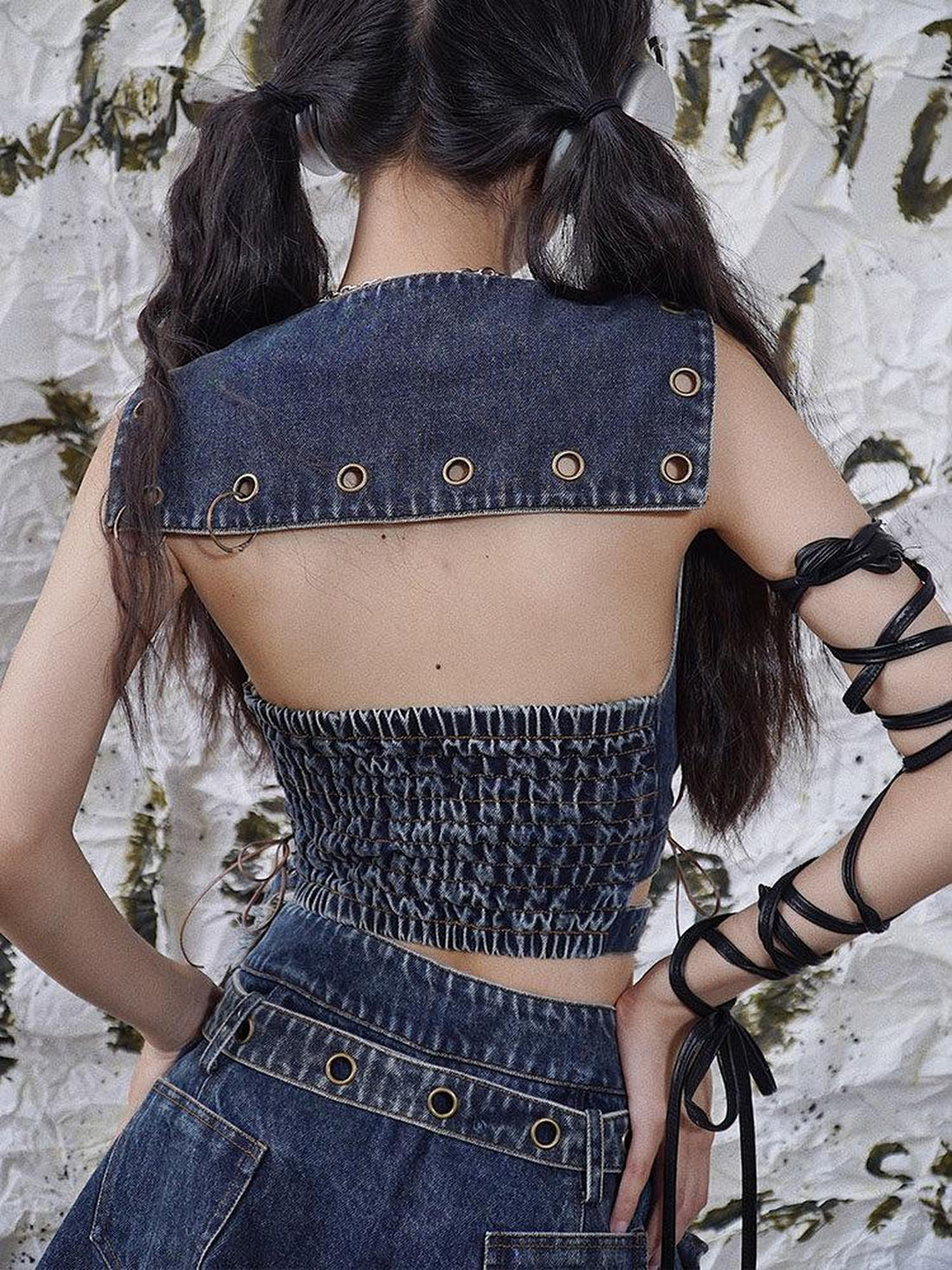 WSW WUSHENWU Denim Rock Backless Original Design Women&