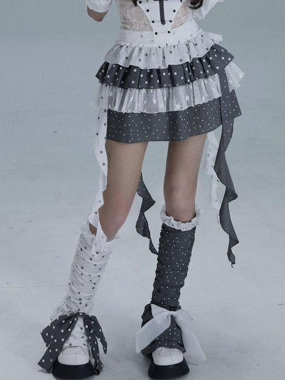 WSW WUSHENWU Gray White Polka Dot Bubble Texture Women&
