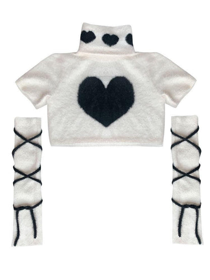 WSW WUSHENWU Ivory Heartline Figure Cropped High Neck Women&