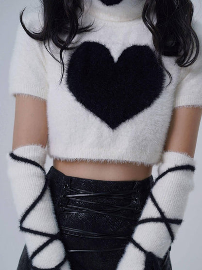 WSW WUSHENWU Ivory Heartline Figure Cropped High Neck Women&