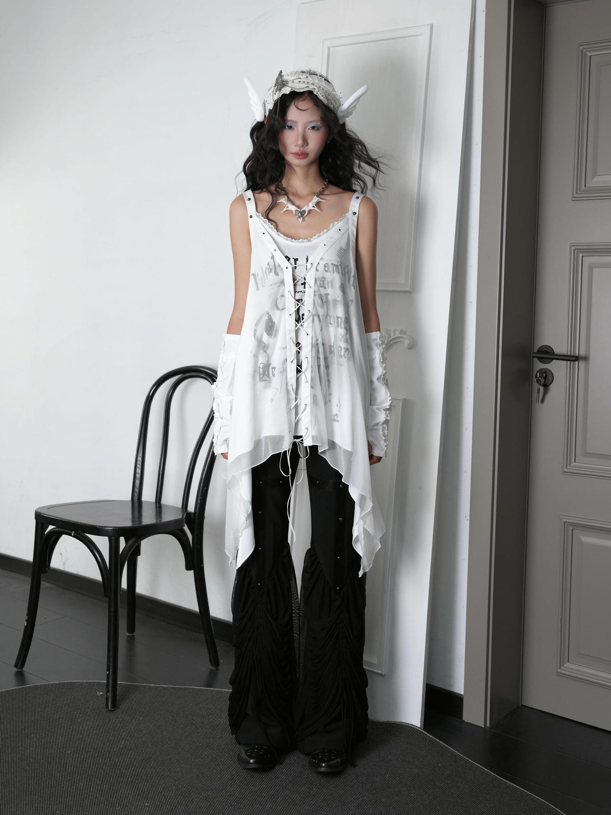 WSW WUSHENWU Punk Asymmetric Hem Sleeveless Women&