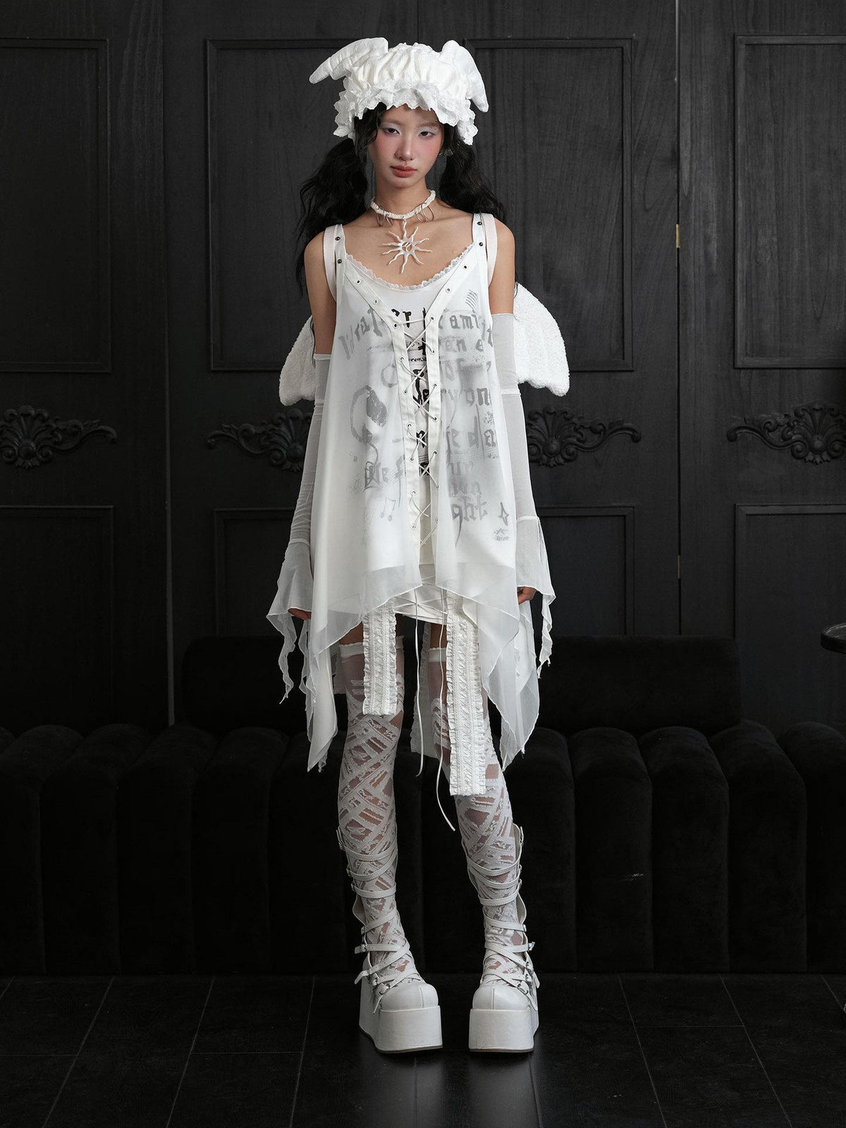 WSW WUSHENWU Punk Asymmetric Hem Sleeveless Women&