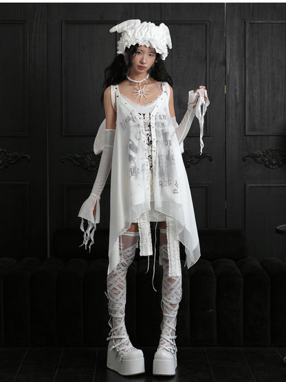 WSW WUSHENWU Punk Asymmetric Hem Sleeveless Women&