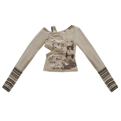 WSW_WUSHENWU_Spliced_Printed_Off_Shoulder_Slim_Fit_Women&