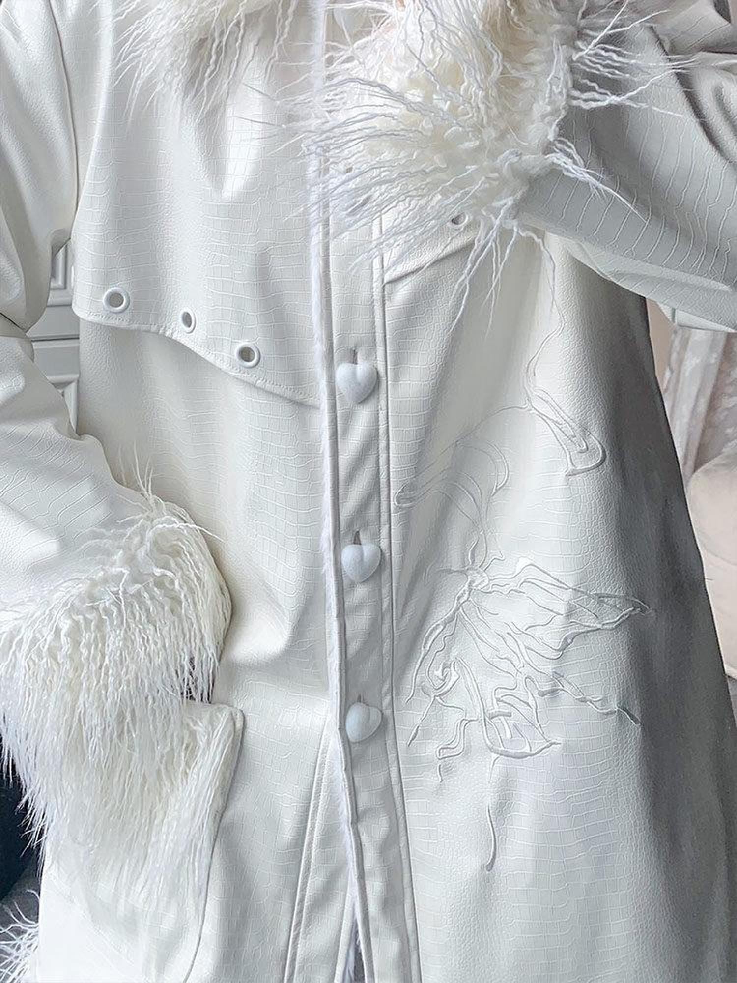 WSW WUSHENWU White Crocodile Texture Long Oversized Women&