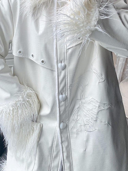 WSW WUSHENWU White Crocodile Texture Long Oversized Women&