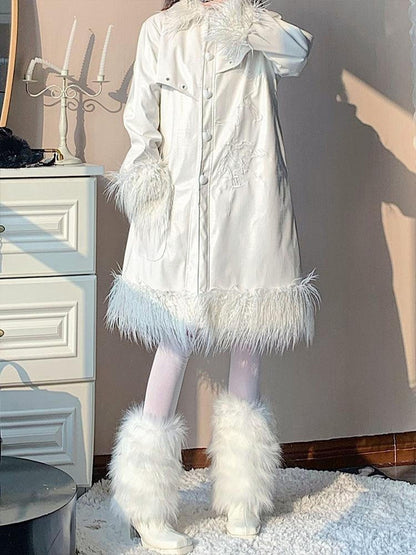 WSW WUSHENWU White Crocodile Texture Long Oversized Women&