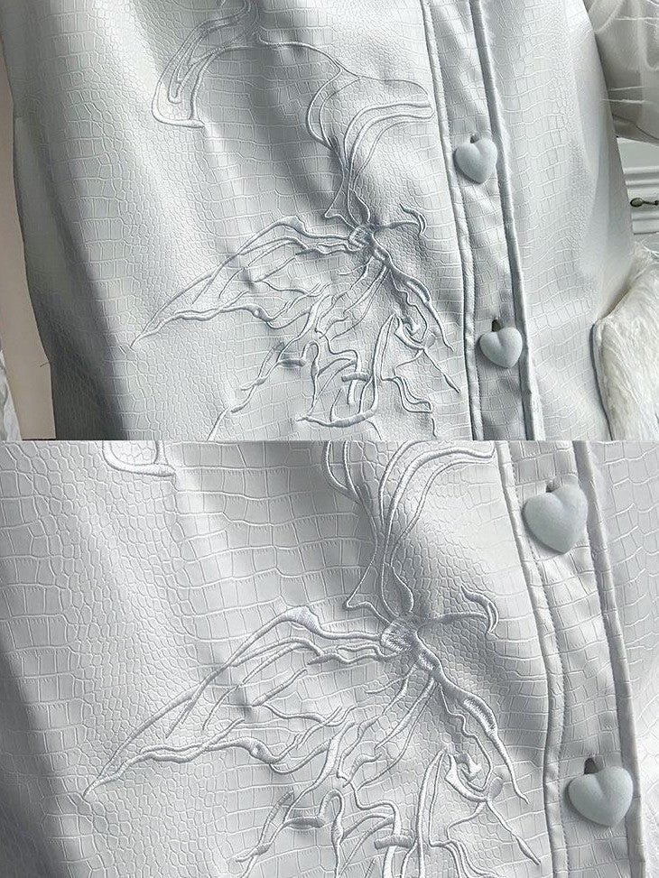 WSW WUSHENWU White Crocodile Texture Long Oversized Women&