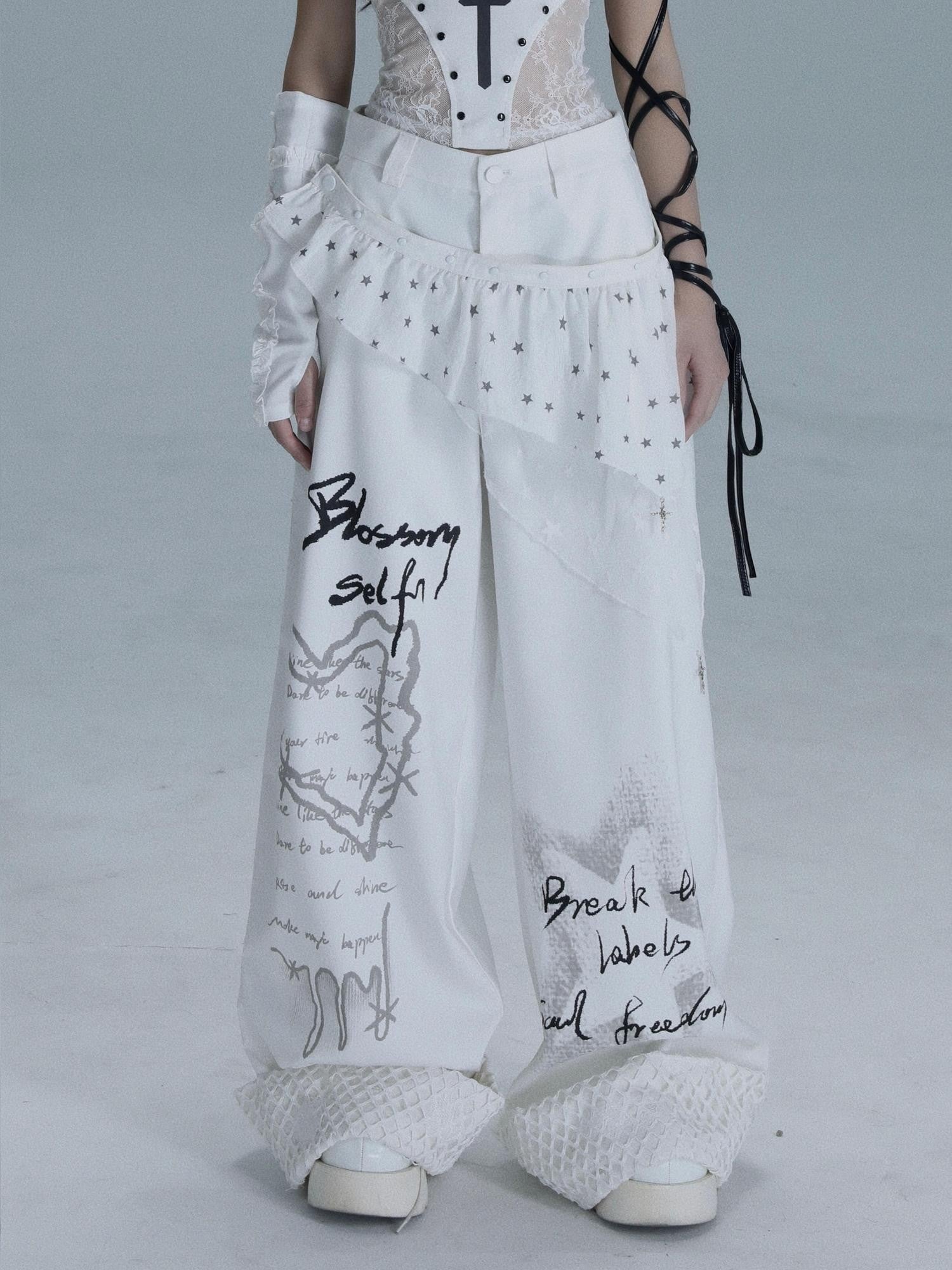 WSW WUSHENWU White Heart Wish Bottle Text Print Women&