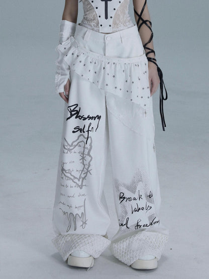 WSW WUSHENWU White Heart Wish Bottle Text Print Women&