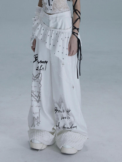 WSW WUSHENWU White Heart Wish Bottle Text Print Women&