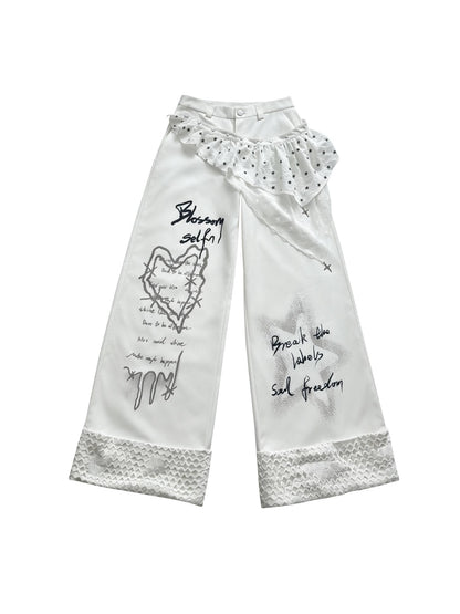 WSW WUSHENWU White Heart Wish Bottle Text Print Women&