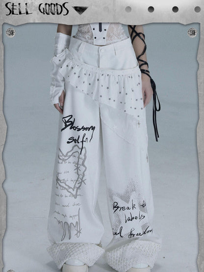 WSW WUSHENWU White Heart Wish Bottle Text Print Women&