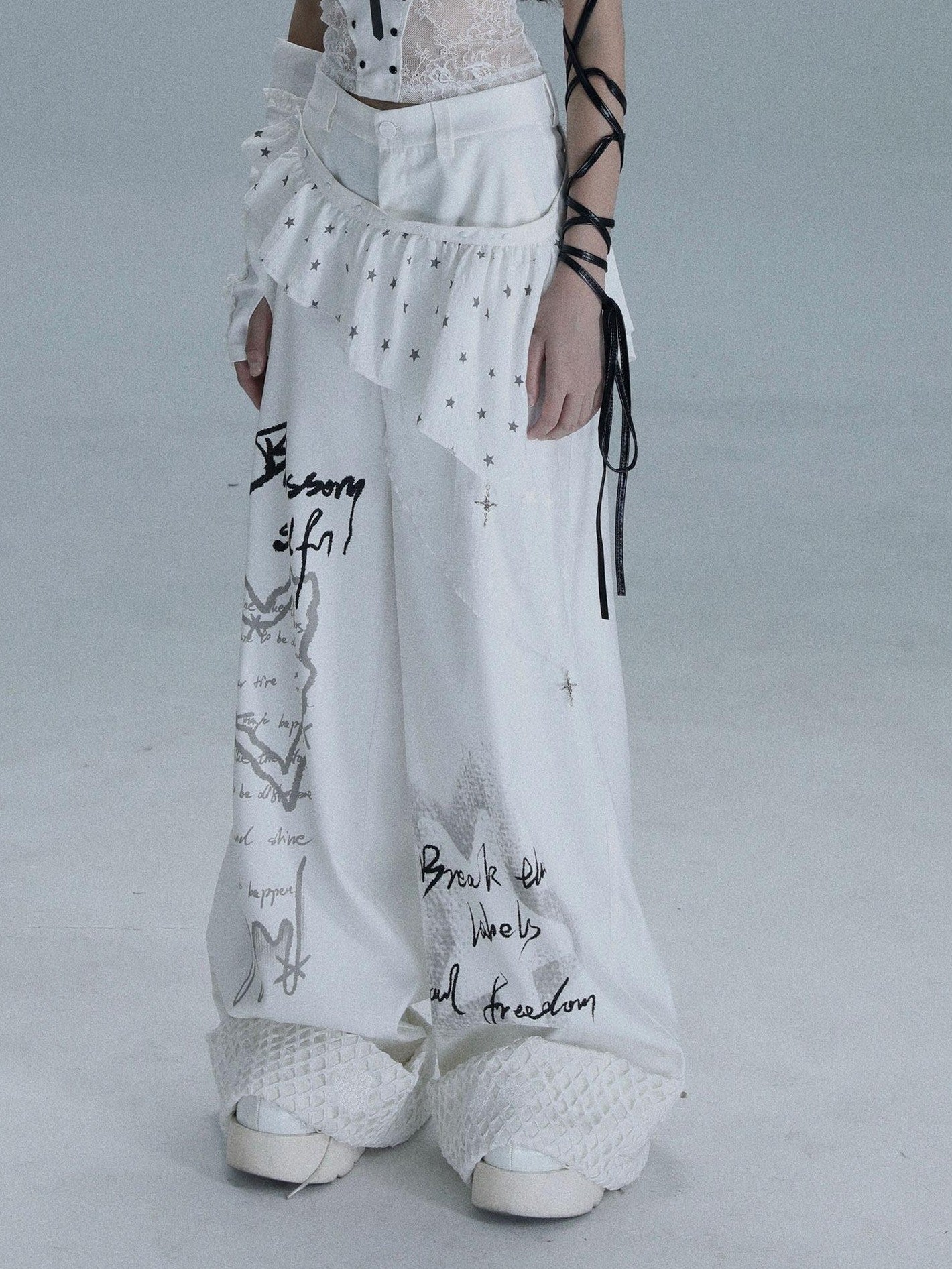 WSW WUSHENWU White Heart Wish Bottle Text Print Women&