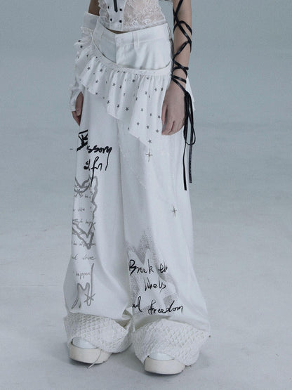 WSW WUSHENWU White Heart Wish Bottle Text Print Women&