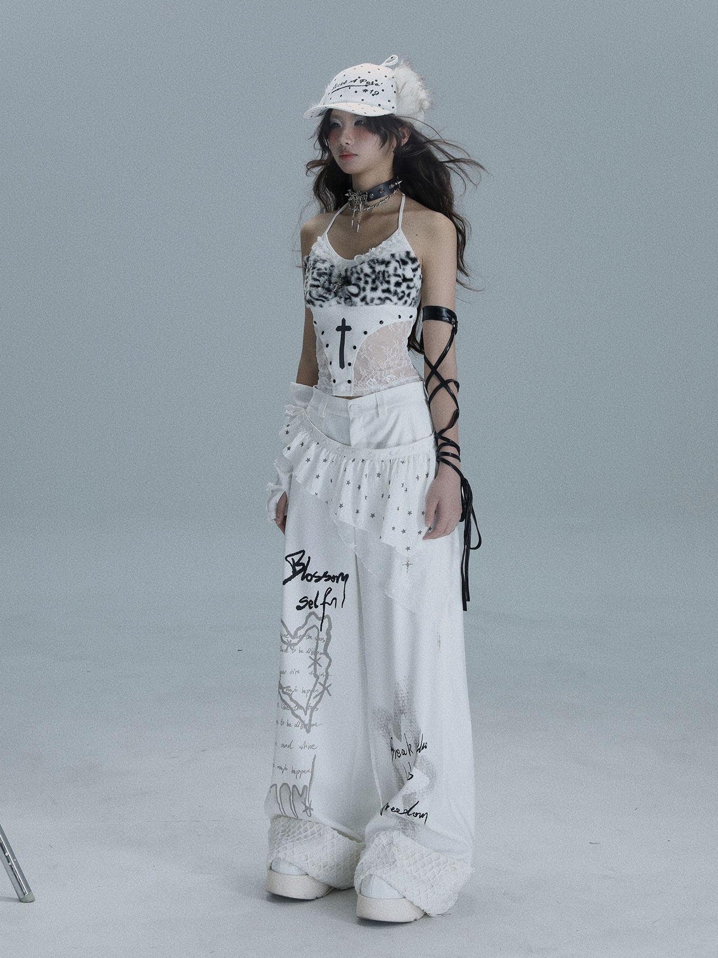WSW WUSHENWU White Heart Wish Bottle Text Print Women&