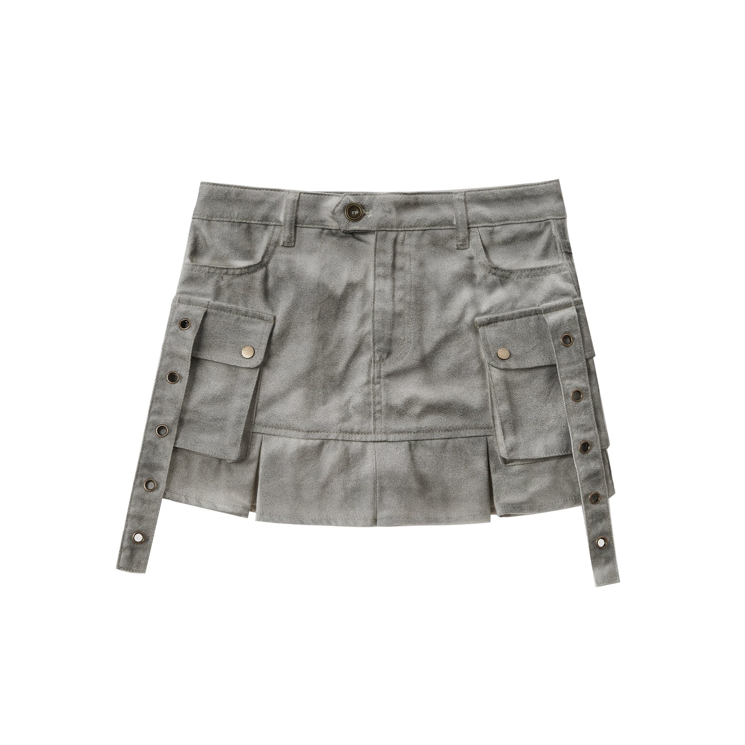 Cest Nous Dirty Wash Utility Pleated Skirt