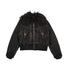 Update c Vintage Black Corduroy Bomber Jacket With Detachable Fur Collar