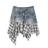 Update c Dirty Wash Deconstructed Checkered Denim Skirt