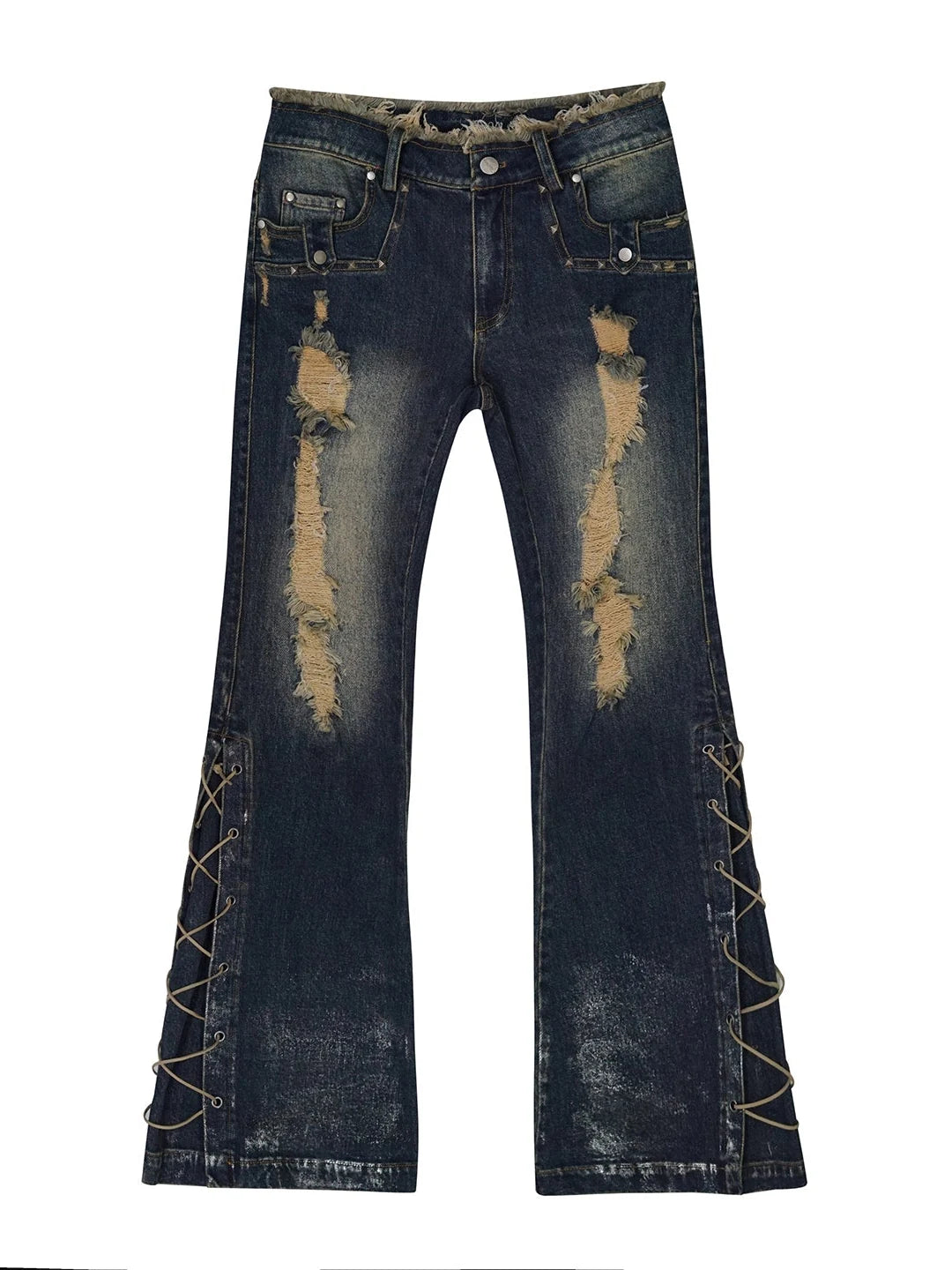 Sea Witch Distressed Low Rise Flare Jeans