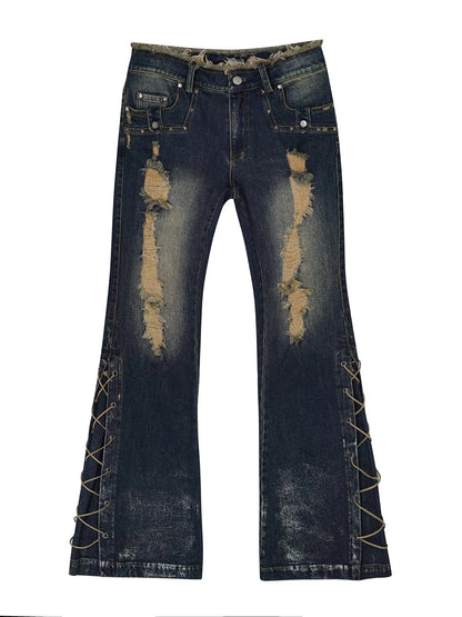 Sea Witch Distressed Low Rise Flare Jeans