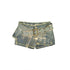 Update Cest Nous Irregular Structured Patchwork Belted Gold Foil Frayed Denim Culotte Skirt