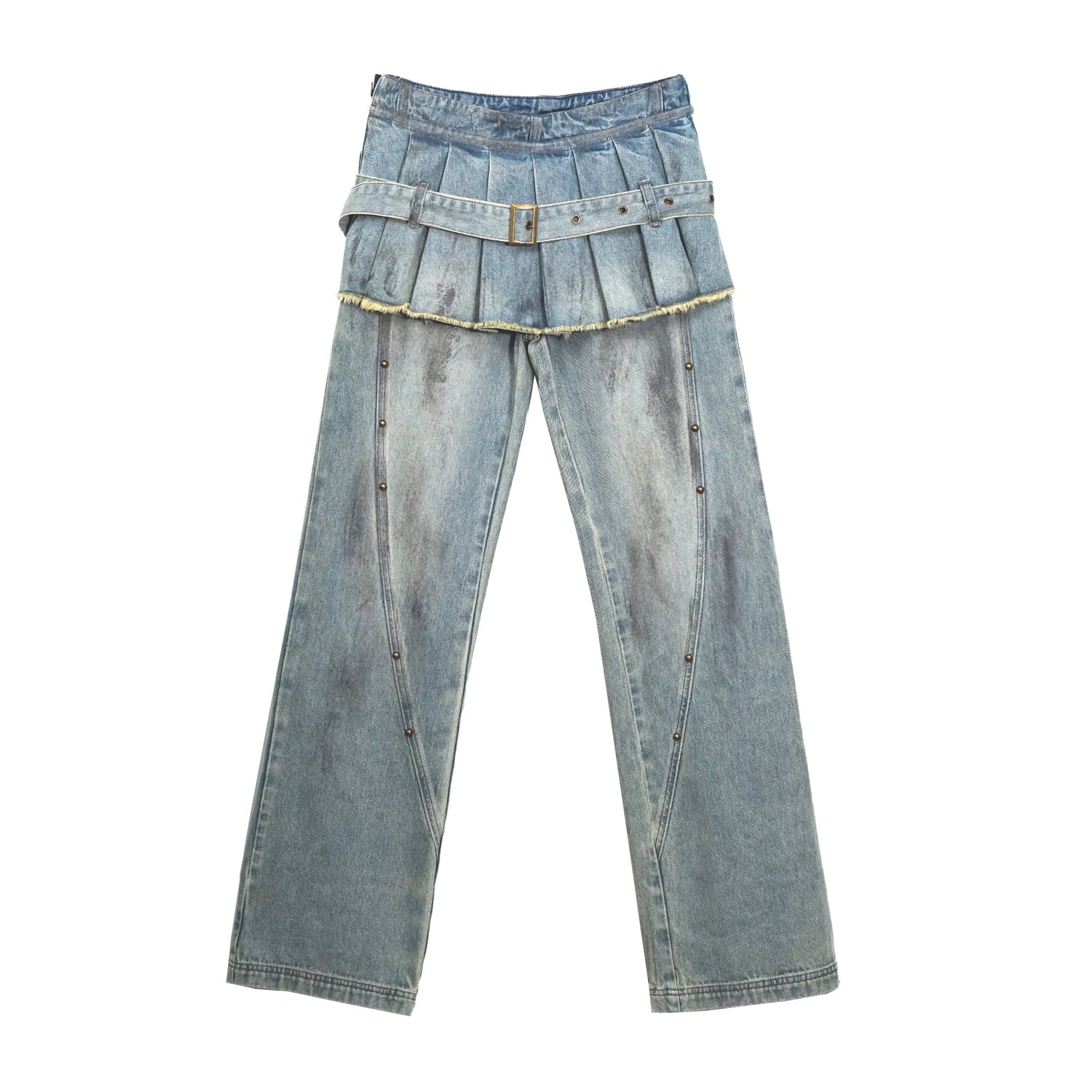 Update c Dirty Wash Denim Cargo Culottes With Pleated Skirt