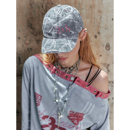 2th Desire Vintage Washed Camo Baseball Cap Adjustable