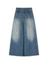Achihara Vintage Washed Denim Kangaroo Skirt Pants