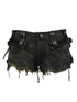 Distressed Denim Shorts With Detachable Cyberpunk Leggings