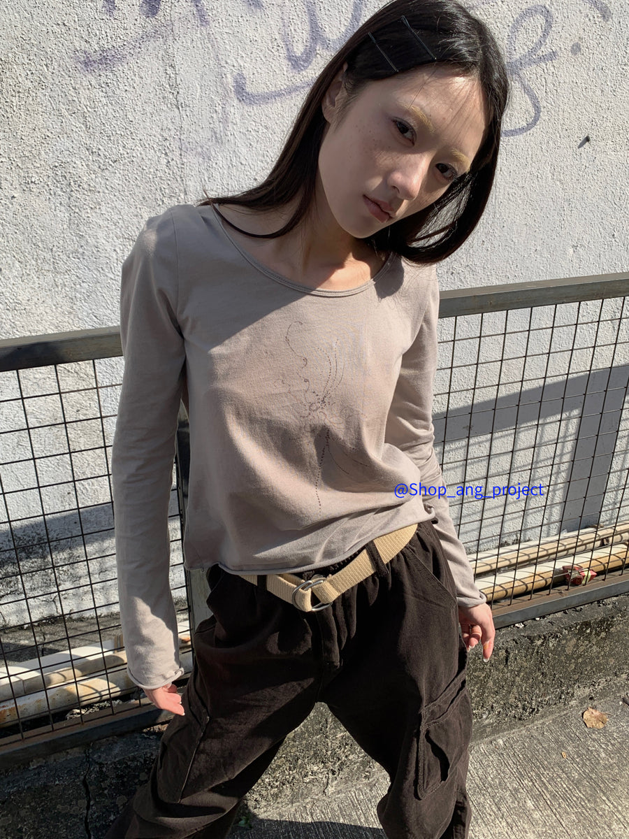 Updateang project Tie Dye Print Wrap Detail Cropped Tee