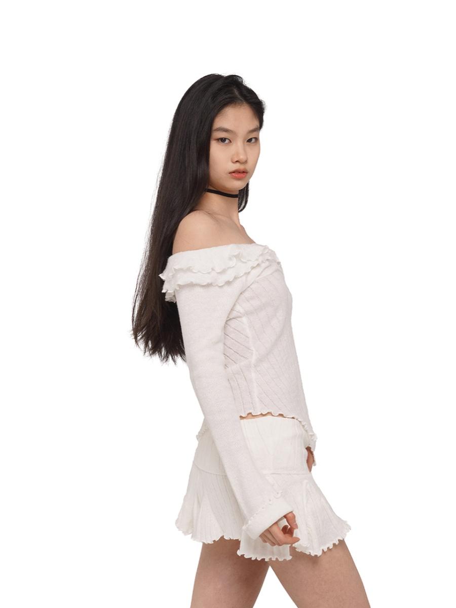 SweetChilling Wave Off Shoulder Sweater With Skirt 2-Piece Set Sweaters