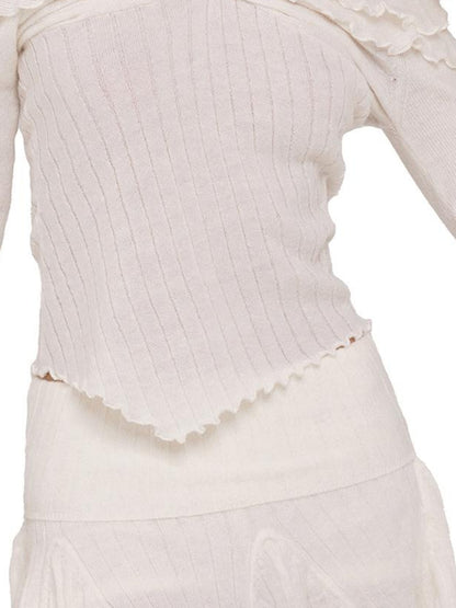 SweetChilling Wave Off Shoulder Sweater With Skirt 2-Piece Set Sweaters