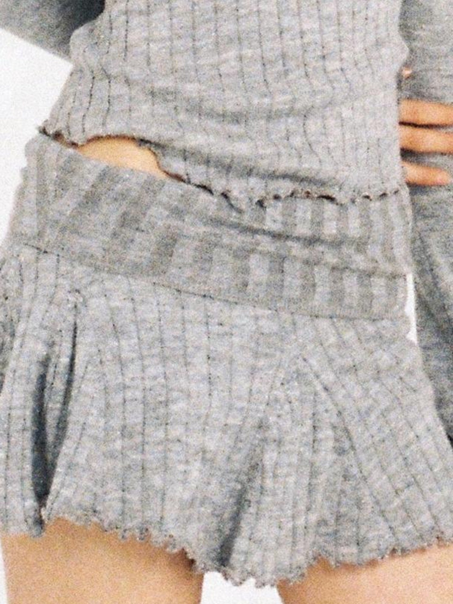 SweetChilling Wave Off Shoulder Sweater With Skirt 2-Piece Set Sweaters