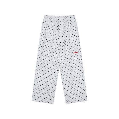 Achihara Polka Dot Wide Leg Trousers With Red Embroidery