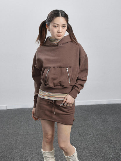 Achihara Achihara Hooded Zip Up Sweatshirt &amp; Skirt Set