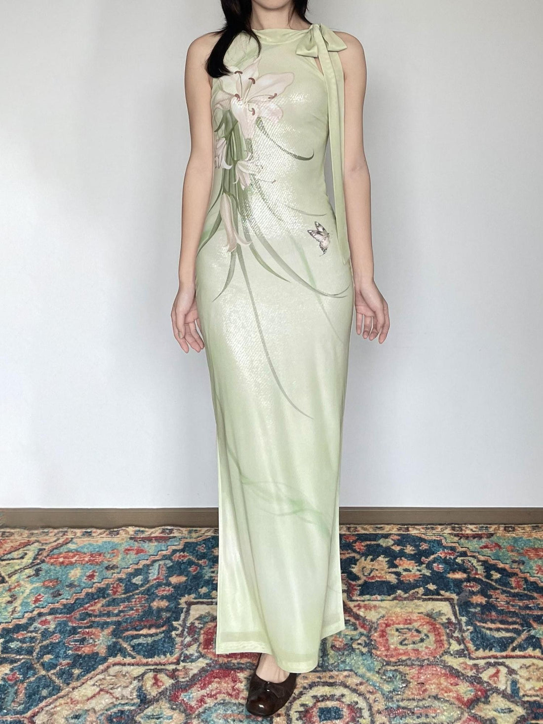Wet Tail Breathable Vintage Floral Sleeveless Casual Stretch Bodycon Maxi Dresses