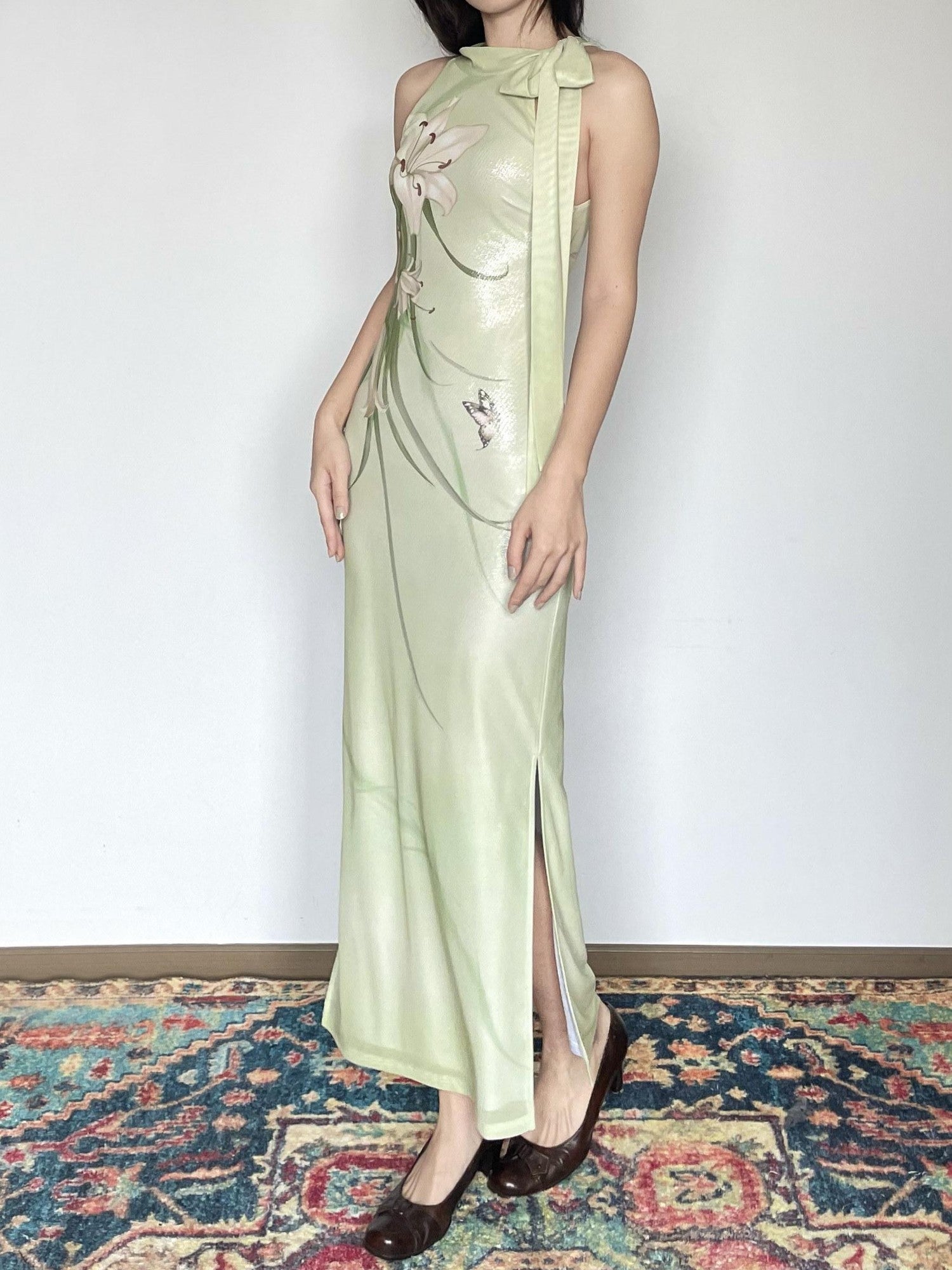 Wet Tail Breathable Vintage Floral Sleeveless Casual Stretch Bodycon Maxi Dresses