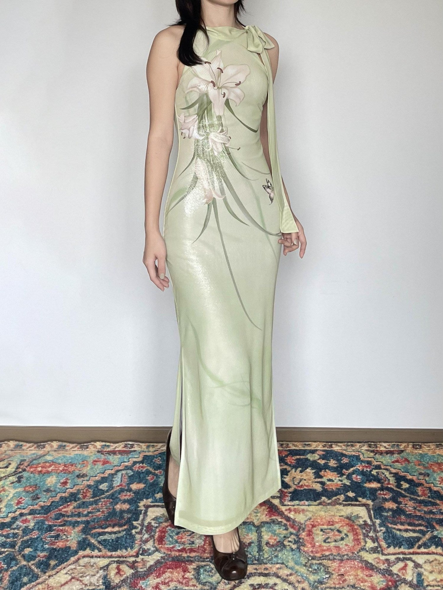 Wet Tail Breathable Vintage Floral Sleeveless Casual Stretch Bodycon Maxi Dresses