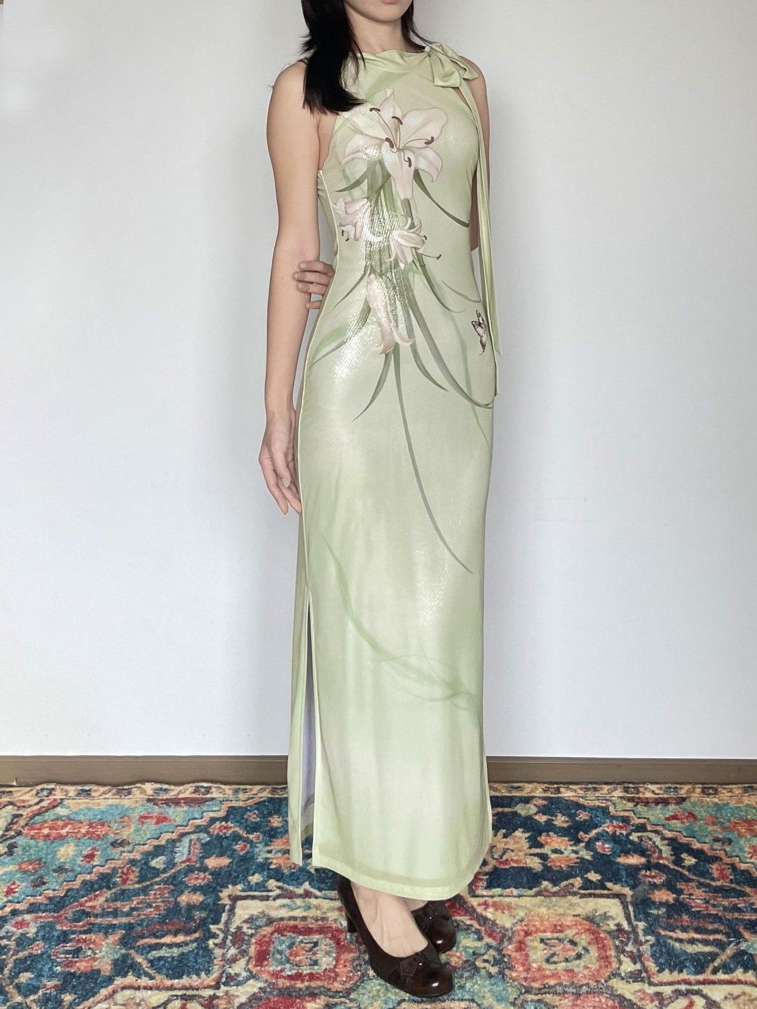 Wet Tail Breathable Vintage Floral Sleeveless Casual Stretch Bodycon Maxi Dresses