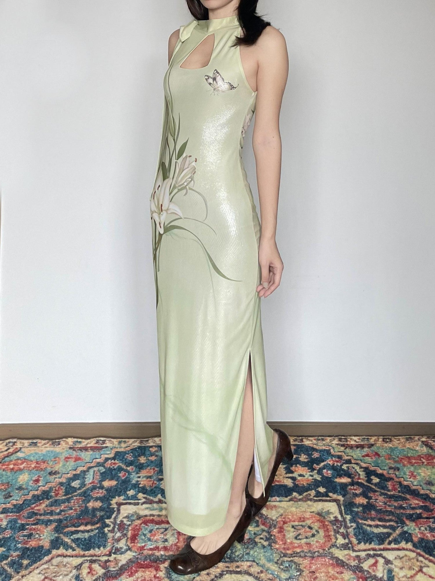 Wet Tail Breathable Vintage Floral Sleeveless Casual Stretch Bodycon Maxi Dresses