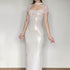 Wet Tail Elegant Pink Mesh Cheongsam Short Sleeve Slim Fit Wedding Bodycon Maxi Dresses