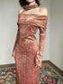 Wet Tail Elegant Velvet Wrap Long Sleeve Bardot Women Cheongsam Casual Maxi Dresses