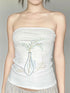 Wet Tail Embroidered Cropped Slim Fit Office Ready Cotton Rich White Bandeau Tube Tops