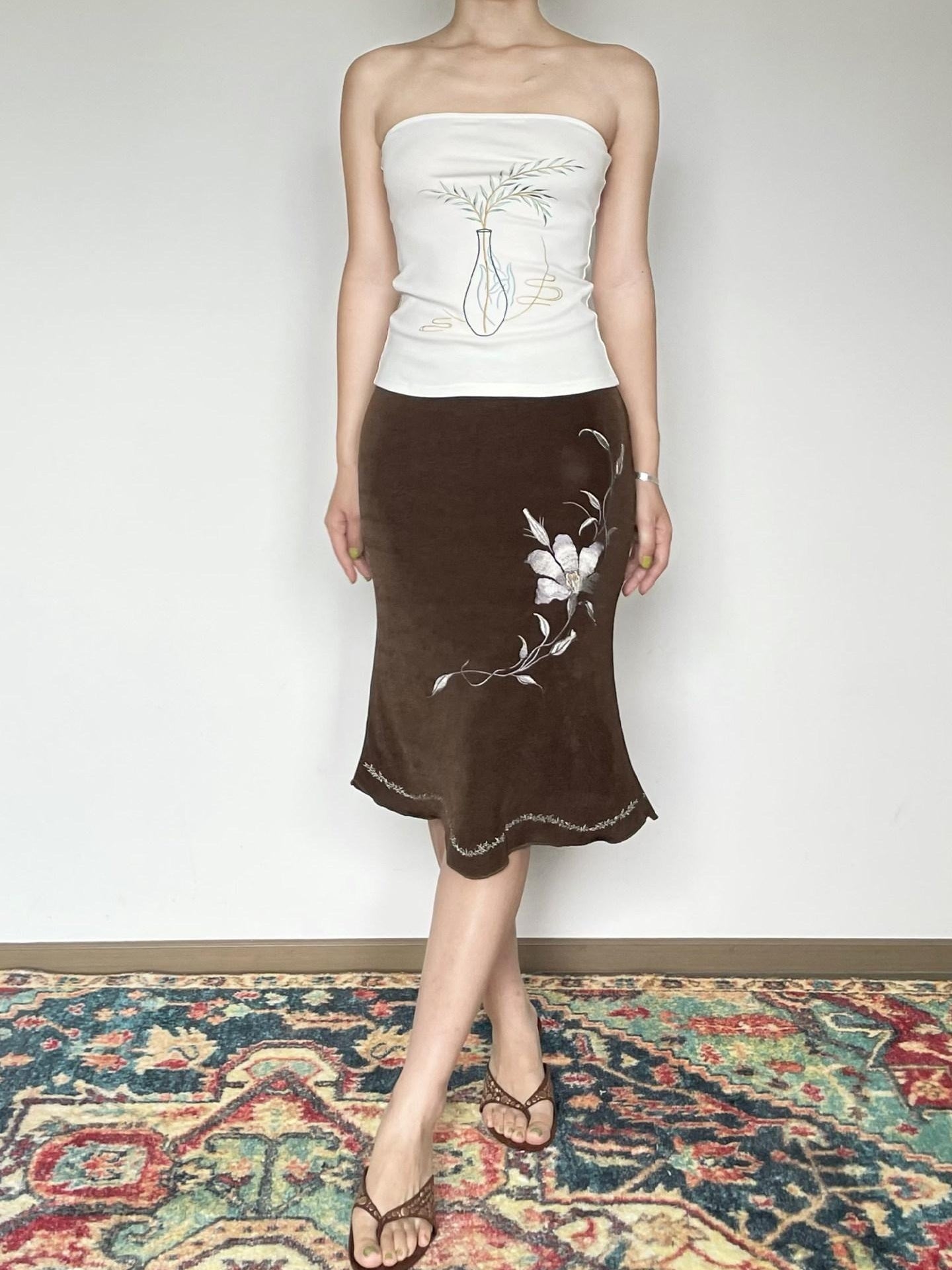 Wet Tail Embroidered Cropped Slim Fit Office Ready Cotton Rich White Bandeau Tube Tops